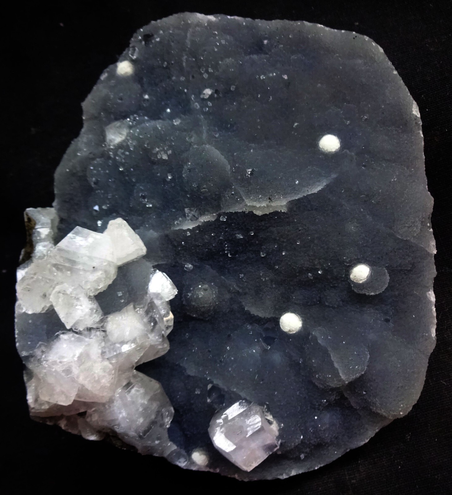 Stunning Apophyllite Crystals with Fluorite Balls on Chalcedony Matrix Mineral Specimen A3