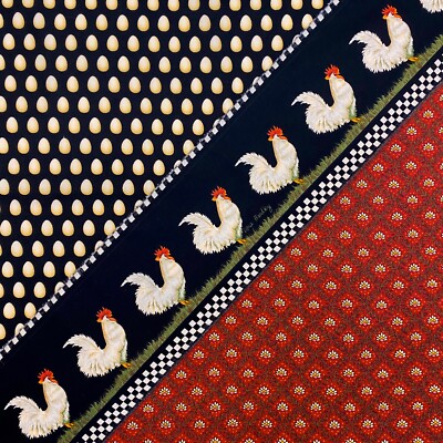 VERA BRADLEY ''Chanticleer'' Egg Fabric, Chicken Border, Lining, EVERYTHING AVAIL!
