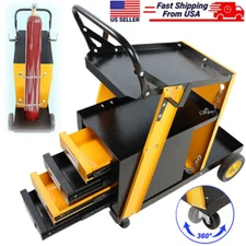 4 Drawers Cabinet Welding Welder Cart Plasma Cutter Tank Storage Portable Black