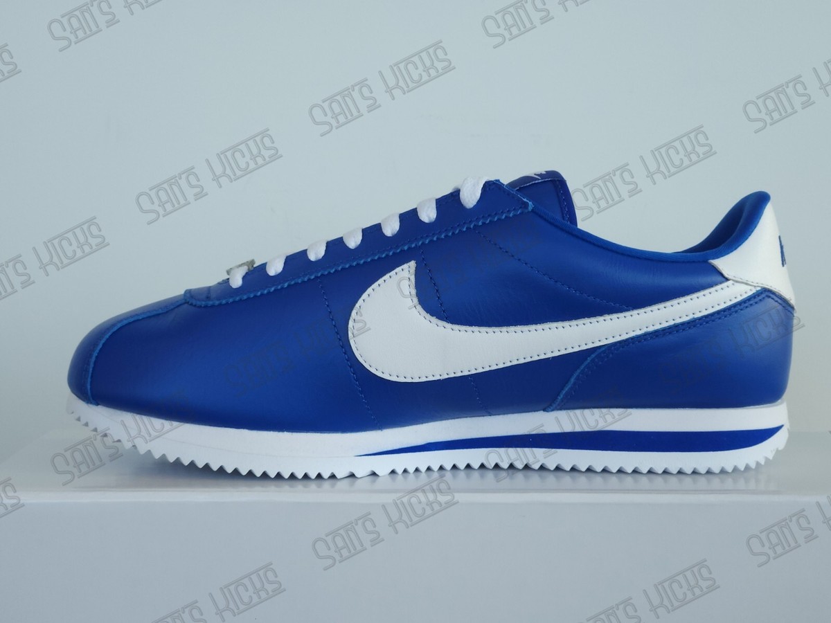 nike cortez white with blue check