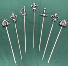 7  Silverplated 9" Meat  Appetizer Skewers Cocktail Barware by  H France