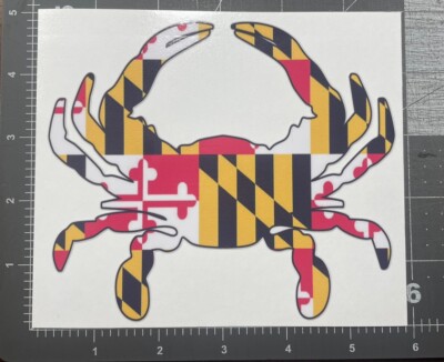 Maryland Crab Flag Sticker MD State Cup Laptop Boat Cooler Car Vehicle