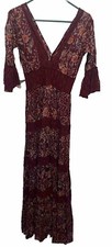 Free People One Dulce Maria Maroon/Red Maxi Dress Size 0 NWT