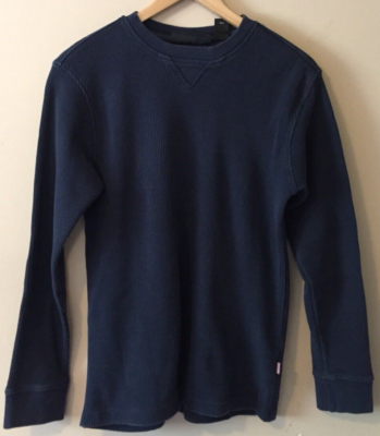 のい CRAFTSMAN Long Sleeve Men's Pullover Shirt Blue Knit 100% Cotton