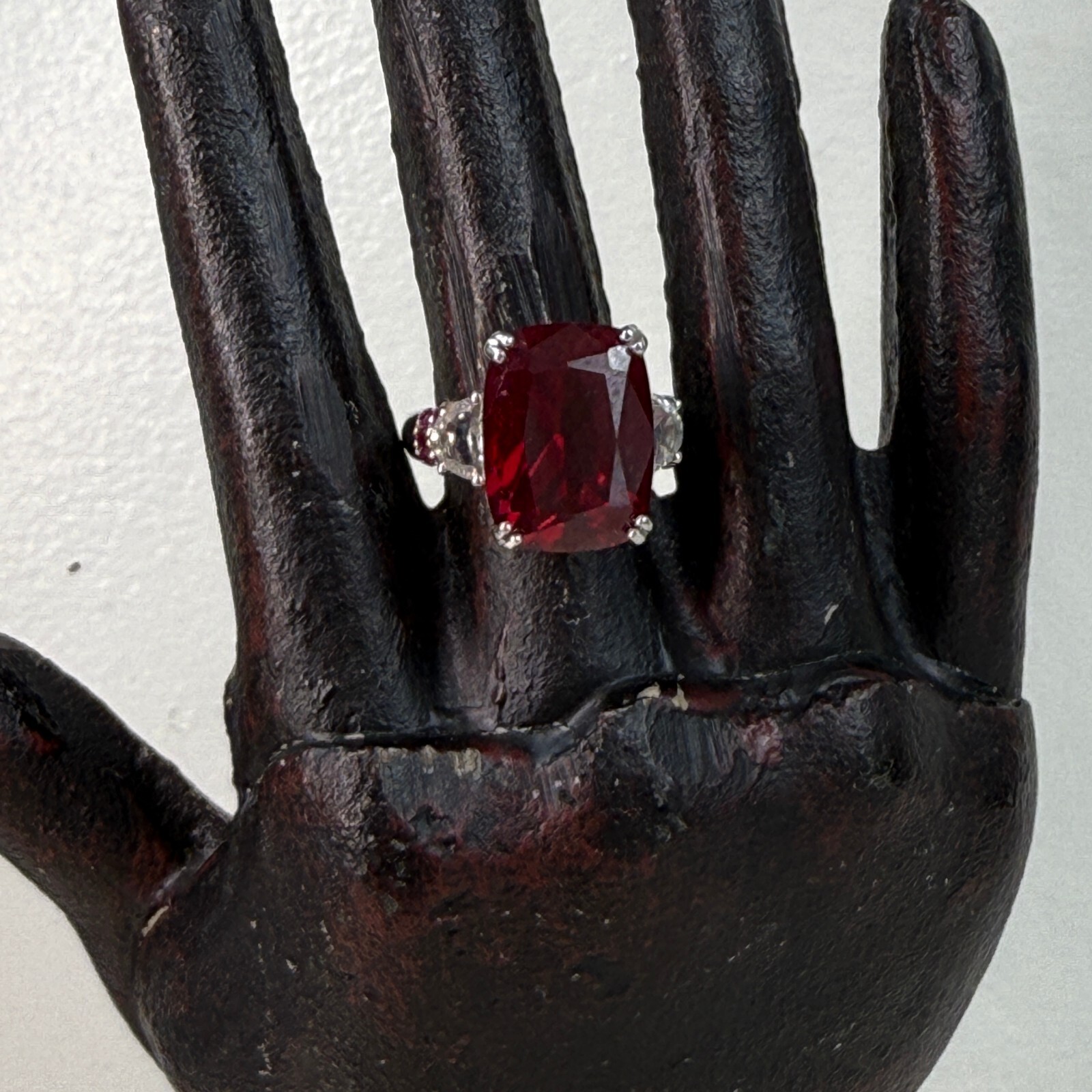 Signed BBJ 925 Sterling Silver Ruby & Topaz Ring … - image 4