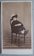 Photo Fixon Carte de Visite Petite Fille Vers 1860