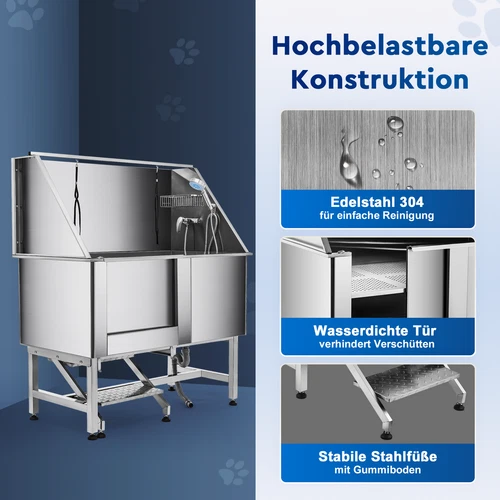 CO-Z 127cm Hunde Badewanne aus Edelstahl Haustiere Pflege Dusche Tierbadewanne - Bild 16 von 29