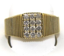 Natural Round Diamond 4 Row Square Cluster Men's Ring Band 14k Yellow Gold .50Ct