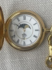 Taschenuhr Royal Quartz Mondphase mit Kette Uhr Läuft