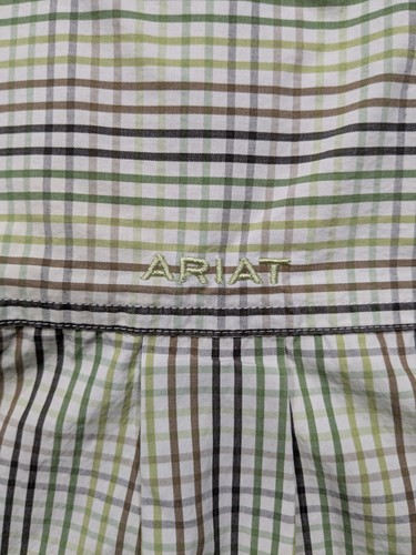 Ariat Pro Series Western Shirt Mens L Green Brown Plaid Long Sleeve Mesh Lined - Bild 8 von 8