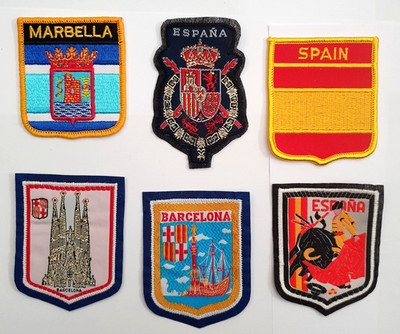 6 x Spain Spanish Souvenir Tourist Badges Patches. Marbella Barcelona Espana