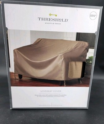 Threshold Loveseat Sofa Cover 55'' Heavy Duty Weather Resistant Brown UV Protect