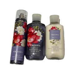 Set of 3 BATH AND BODY WORKS FREESIA BODY MIST FRAGRANCE, LOTION  BODY WASH