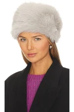 Adrienne Landau The Pill Box Hat in Light Grey One Size New Womens Faux Fur