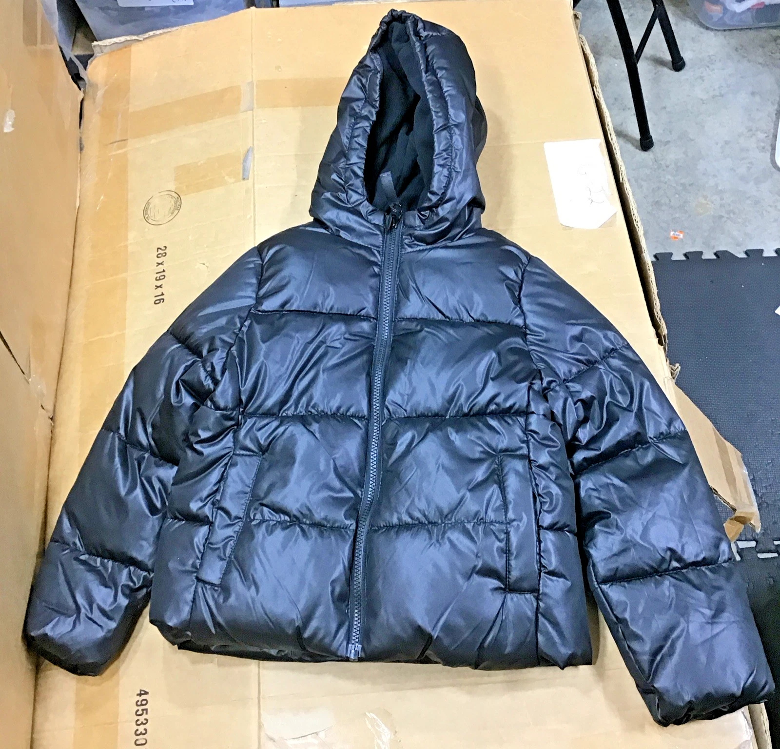 Ozark Trail Puffer Jacket Mens Black Small Full Zip Fleece Lined G19