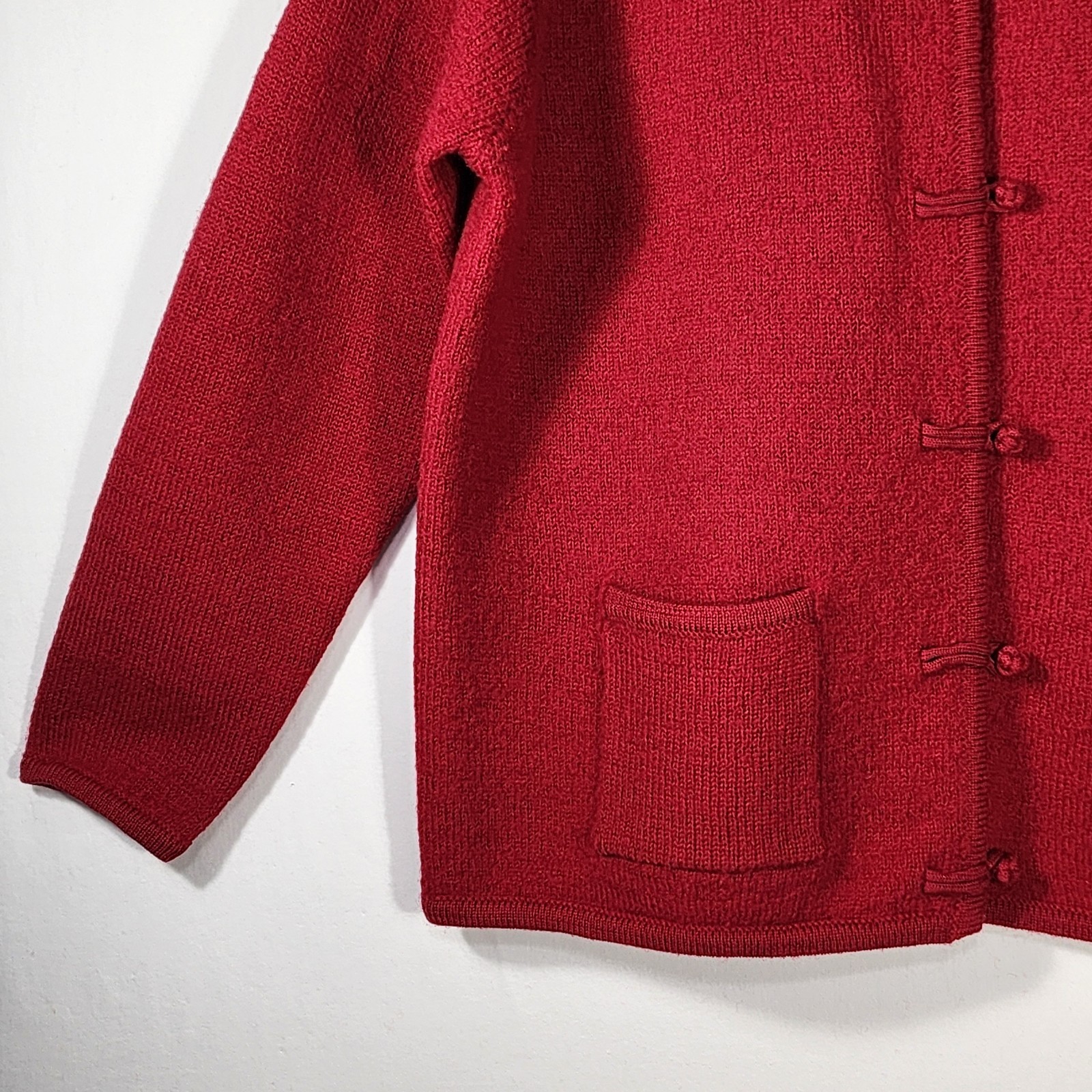 Talbots Wool Jacket Holiday Red Toggle Button Sz … - image 5