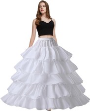 Womens Crinoline 4 Hoops 5 Ruffles Layers Petticoat for Women Half Slips Unde...