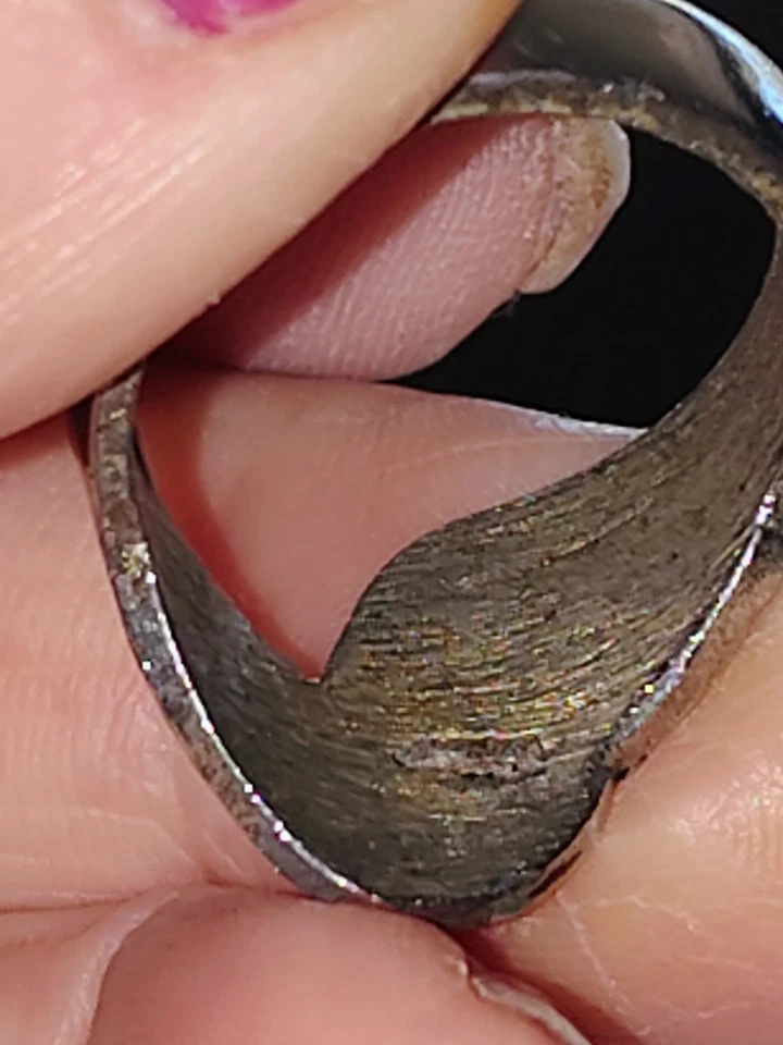 Anel de onda fita tom prata vintage design envoltório texturizado tamanho 7,5 6,32 g modernista - Imagem 2 de 4