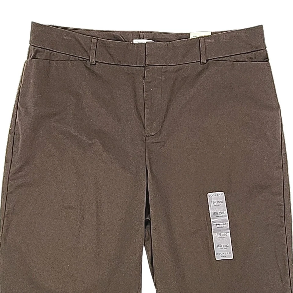 Dockers Pants Brown Chino Metro Size 16W Cotton Stretch 31" Inseam Flat NEW - Image 4 of 4