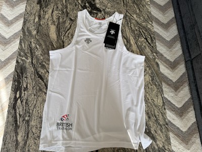 Descente Team GBR weiße ärmellose Weste Extra Small neu mit Etikett  