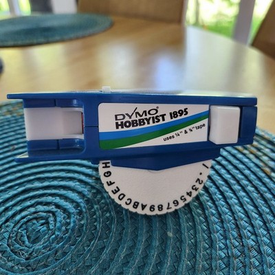 Vintage Blue Dymo Hobbyist 1895 Label Maker Uses 1/4'' and 3/8'' Tape