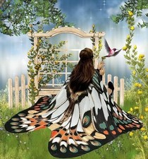 Butterfly Wings Costume for Women Girls Printed Moth Cape Shawl Wra.