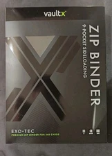 VaultX Premium Exo-Tec Zip Binder - 9 Pocket Holds 360 Trading Card - BLACK