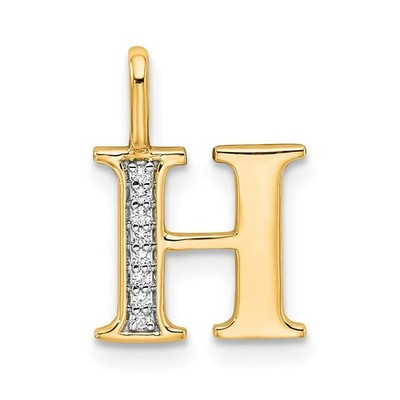 10K Yellow Gold Diamond Letter H Initial Pendant PM8365H-003-1YA