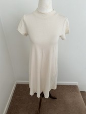 Everlane T Shirt Dress Womens XS Ivory Cotton Mock neck Classic Weekend Tee