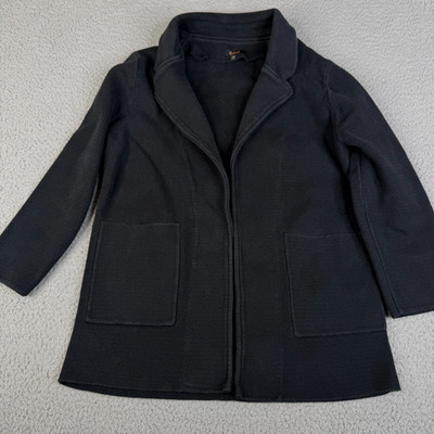 Quince 100% Organic Cotton Knit Blazer Womens Small Black Jacket Open Front