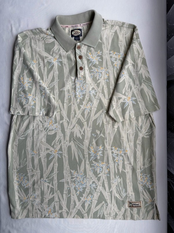 Tommy Bahama Men’s Sz L Relax Short Sleeve Bamboo Polo Shirt Green 100 % Cotton