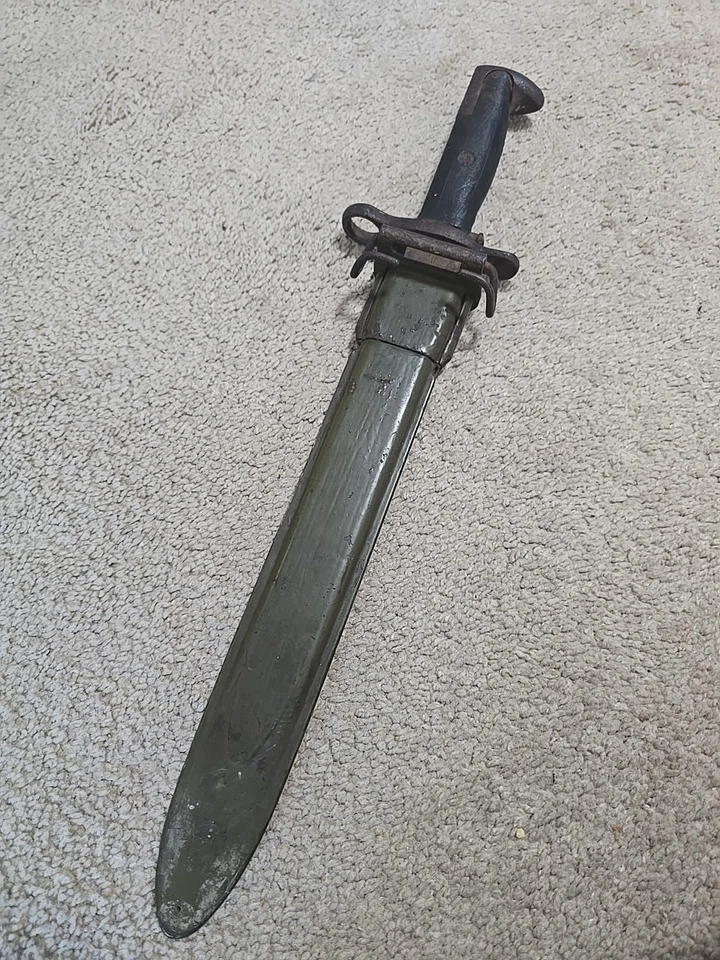 WWII M1 Garand Cutdown Bayonet SA 1909 W/Scabbard Super Rare Model! 10" Blade - Image 2 of 4