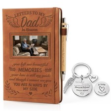 Letters to My Dad in Heaven, Sympathy Memorial Gifts-Leather Grief Journal A5...
