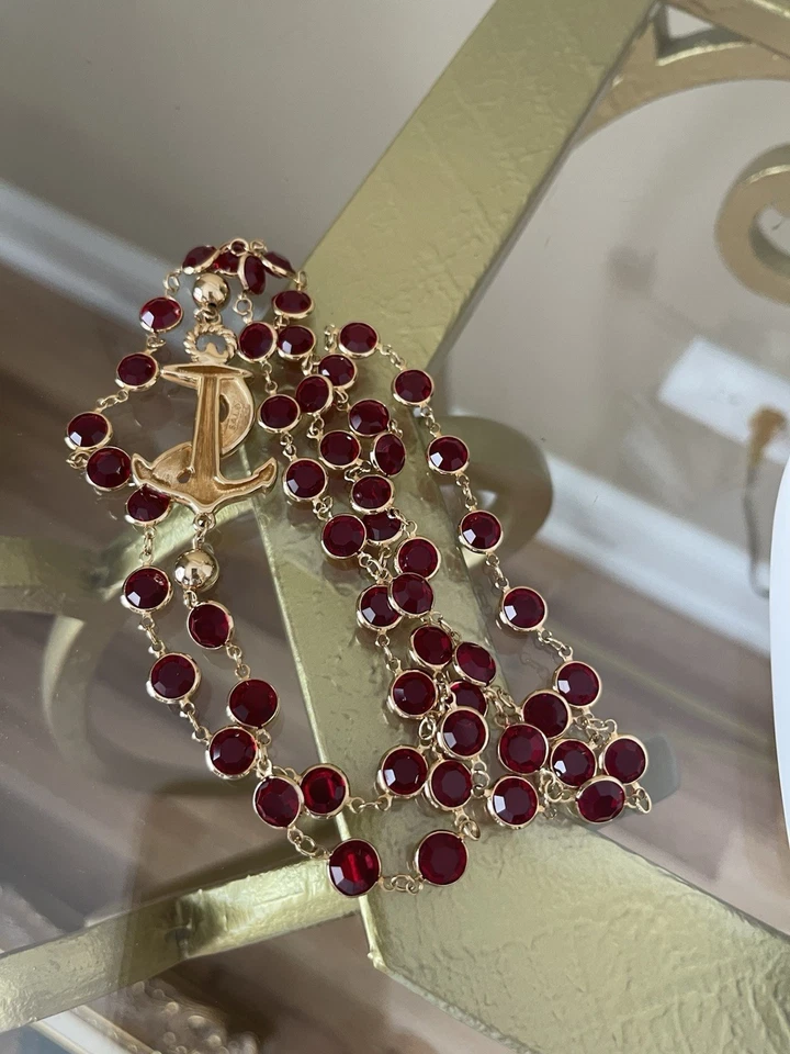 Collar Vintage SWAROVSKI Bisel Cristal Rojo y Ahumado 30" Foto 2 de 4