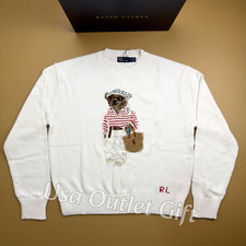 POLO PALPH LAUREN Polo Bear Coastal Chic Sweater White Beach Women S, NWT