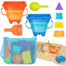 Beach Toys, Collapsible Sand Toys 9pcs Sand Castle Building Kit Foldable San...