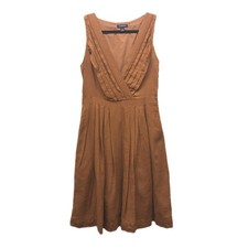 Land's End Fit & Flare 100% Linen Dress Pockets Lagenlook Fall Women’s Size 8