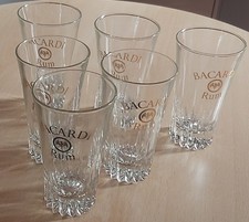 6x Original Bacardi Rum Longdrink Gl&auml;ser Fantaisie 28cl goldfarbenes Logo wieneu