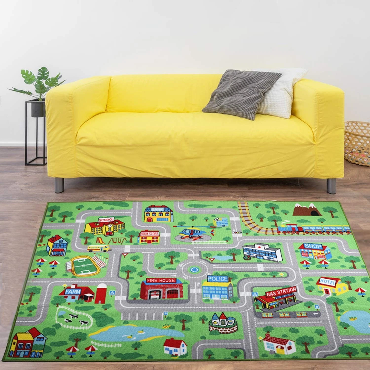 Yincimar Kids Carpet Playmat Rug,6.6x5.0 ft Extra Large City Life Carpet Lear...