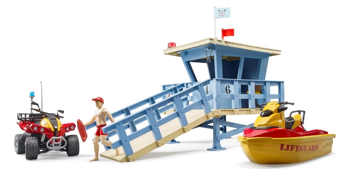 Station de sauvetage Bruder BRU62780 avec quad tout-terrain et figurine articulée