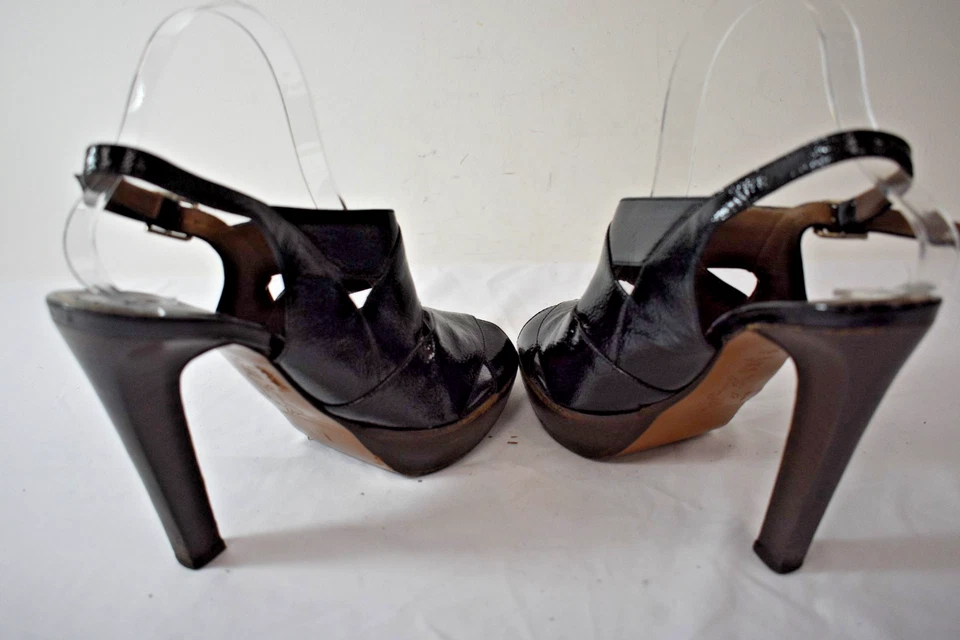 Zapatos Marni de charol negro punta abierta talla 38.8 / 8.5 B a la venta ns Foto 4 de 4