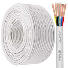 18/6 Shielded Wire 18AWG 6 Conductor 200FT Shielded Plenum Cable White CL3P Jack