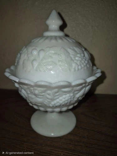 VINTAGE Westmoreland milk glass candy dish on Pedestal with lid