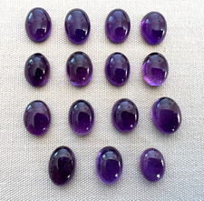 15 Amethyst 8 x 6 mm Oval Cabochon Loose Gemstones Natural Stones NOS Vintage