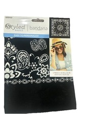Bandana 100 Cotton Paisley Print Double-Sided Scarf Head Neck Black 22" x 22"