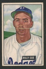 1951 Bowman #224 Billy Cox ** Brooklyn Dodgers ~ EX/MT