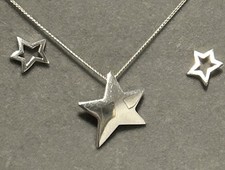 Vintage Kit Heath (KH-00) Sterling Silver Star Pendant Necklace & Earrings Set