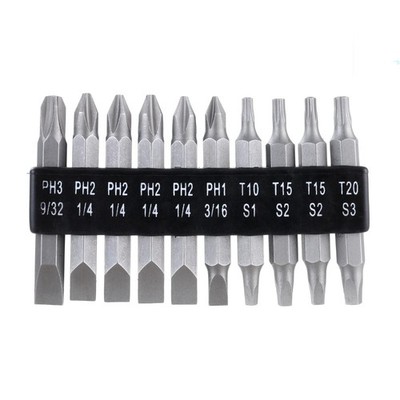10 Piece 2 inch Double End Screwdriver Bits, Steel Material, New Condition 