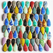 200G Ceramics Mosaic Tiles Random Color Raindrops Shape Mosaic Ceramics Pieces