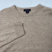 Daniel Cremieux Collection Mens Cable Knit Wool Camel Hair Sweater XL Tan Preppy